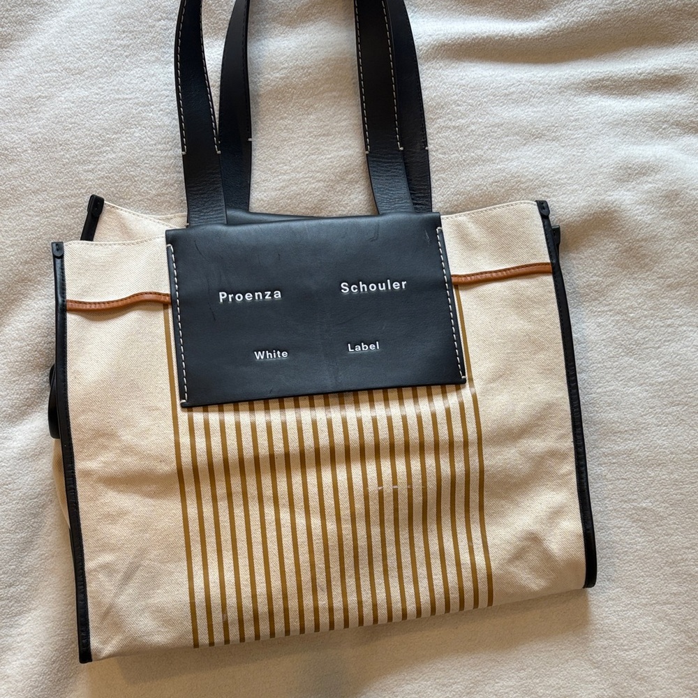 Proenza Schouler white label Black and Tan Striped Tote